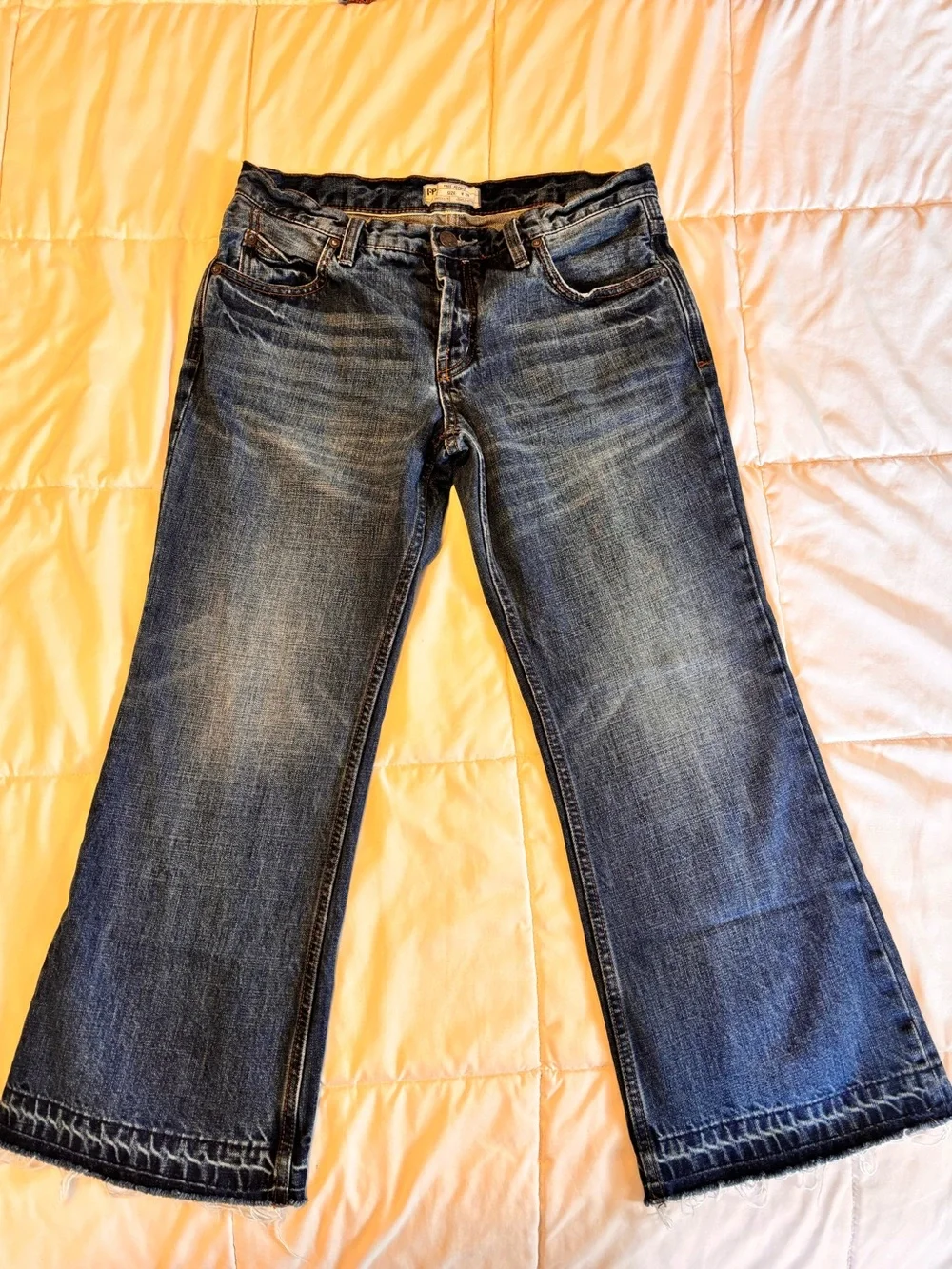 Free People Dark Wash Cropped Flare Jeans